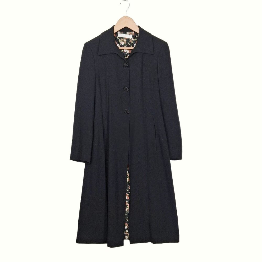 Trelise Cooper Wool Embroidered Tapestry Coat Black Floral Longline NZ 4 US M - Picture 3 of 14